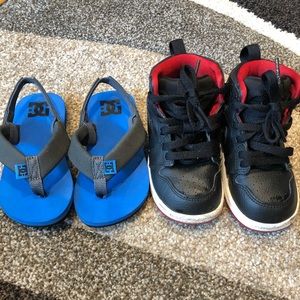 Boys Jordan’s and DC slippers